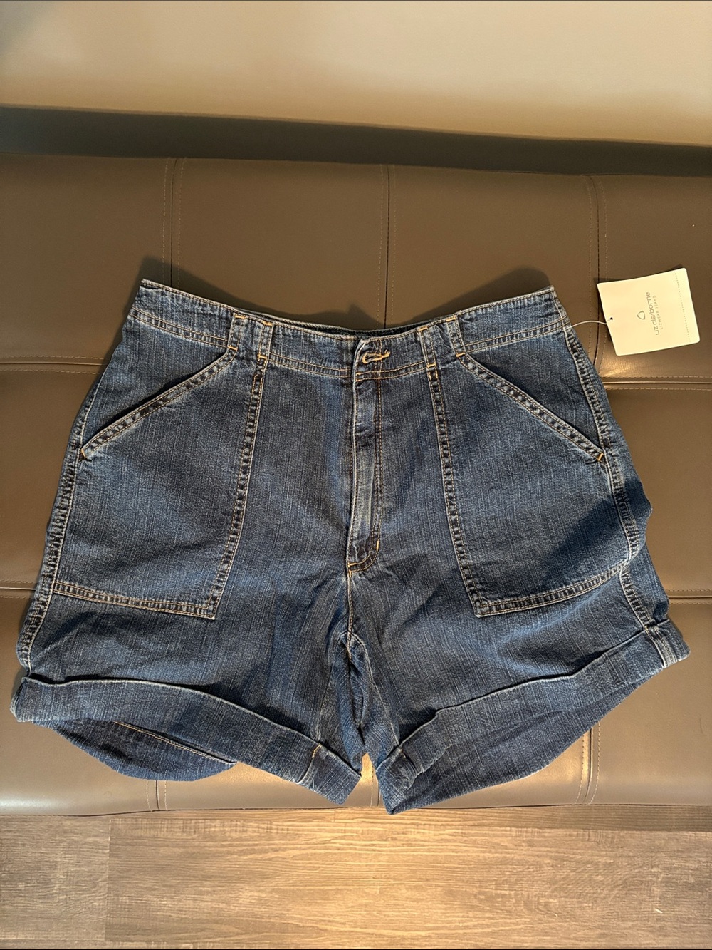 Liz Claiborne Dark Blue Roll-Hem Denim Shorts